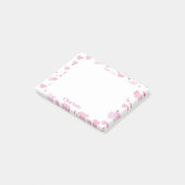 Valentinstag Geschenk Rosa Herzen & Name Post-it Klebezettel (angewinkelt)