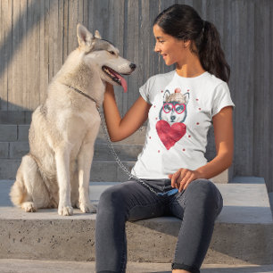 Valentinstag Geschenk Sibirischer Husky Hund T-Shirt