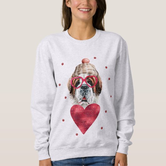 Valentinstag Geschenk St. Bernard Berg Hund Sweatshirt (Vorderseite)