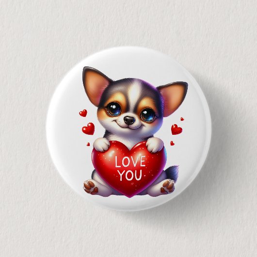 Valentinstag Geschenk - Tiny Treasures Chihuahua Button (Vorderseite)