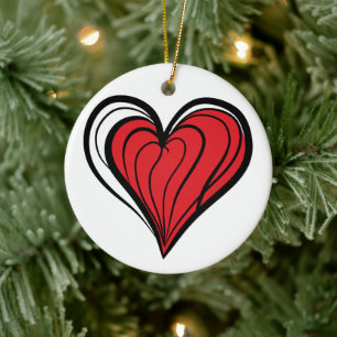 Valentinstag-Geschenke - Rotes Herz -  Keramik Ornament
