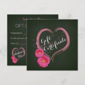 Valentinstag-Geschenkgutschein für Blume des rosa  (Vorne/Hinten)