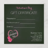 Valentinstag-Geschenkgutschein für Blume des rosa  (Rückseite)