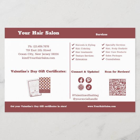 Valentinstag Geschenkgutschein Werbeaktion Flyer (Hinten)