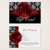 Valentinstag Geschenkkarte Rote Rose BlumenDamasku (Vorne & Hinten)