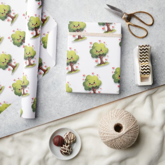 Valentinstag-Geschenkpapier Baum rote Herzen Geschenkpapier (Kunsthandwerk)