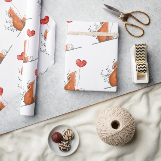 Valentinstag-Geschenkpapier Foxy Love Hearts Geschenkpapier (Kunsthandwerk)