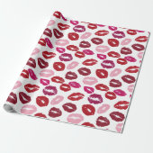 Valentinstag-Geschenkpapier | Küsse-Muster Geschenkpapier (Ungerollt)