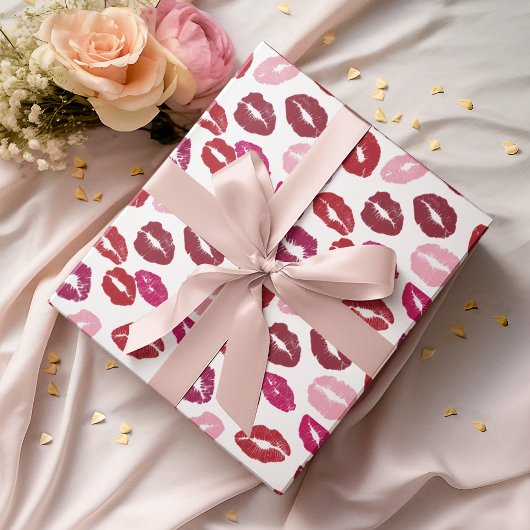 Valentinstag-Geschenkpapier | Küsse-Muster Geschenkpapier