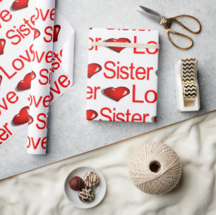 Valentinstag Geschenkpapier Liebe Schwester Herzen