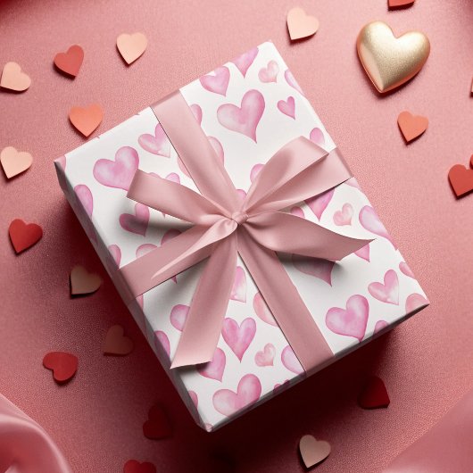 Valentinstag-Geschenkpapier mit rosa Herzen Geschenkpapier