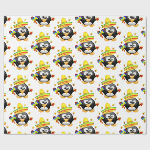 Valentinstag-Geschenkpapier Pinguin Sombrero Geschenkpapier