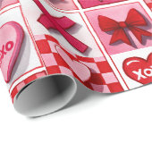 Valentinstag-Geschenkpapier Pink & Rote Elemente Geschenkpapier (Rolleneckpunkt)