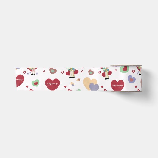 Valentinstag-Geschenkpapier Satinband (Vorderseite)