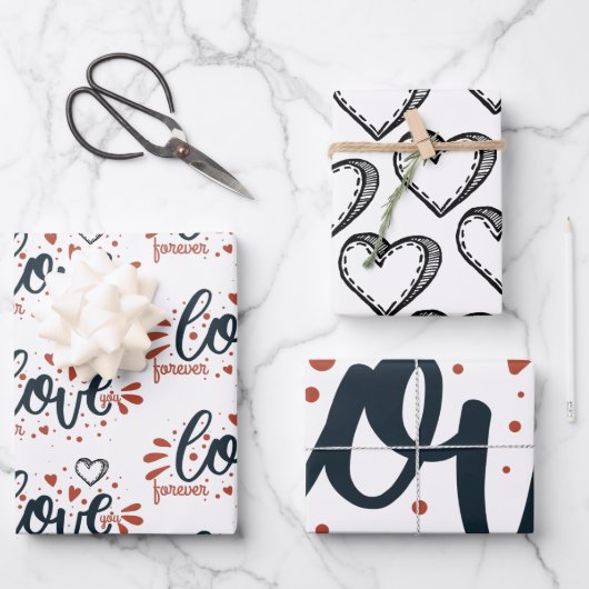 Valentinstag Geschenkpapier Set (Vorderseite)