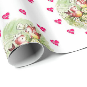 Valentinstag Geschenkpapier Vogel Vintage