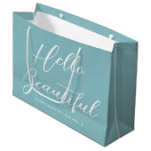 Valentinstag-Geschenktasche Elegantes Skript Blau Große Geschenktüte (Vorderseite Schrägansicht)