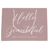 Valentinstag-Geschenktasche Elegantes Skript Dusty Große Geschenktüte (Vorderseite)