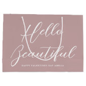 Valentinstag-Geschenktasche Elegantes Skript Dusty Große Geschenktüte (Rückseite)
