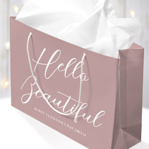 Valentinstag-Geschenktasche Elegantes Skript Dusty Große Geschenktüte