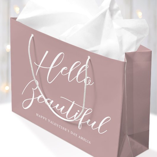Valentinstag-Geschenktasche Elegantes Skript Dusty Große Geschenktüte