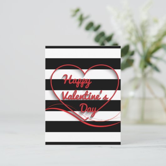 Valentinstag gestreift feiertagspostkarte (Stehend Vorderseite)