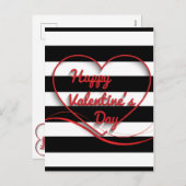 Valentinstag gestreift feiertagspostkarte (Vorne/Hinten)