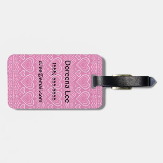 Valentinstag gestricktes Muster 2 Gepäckanhänger (Rückseite horizontal)