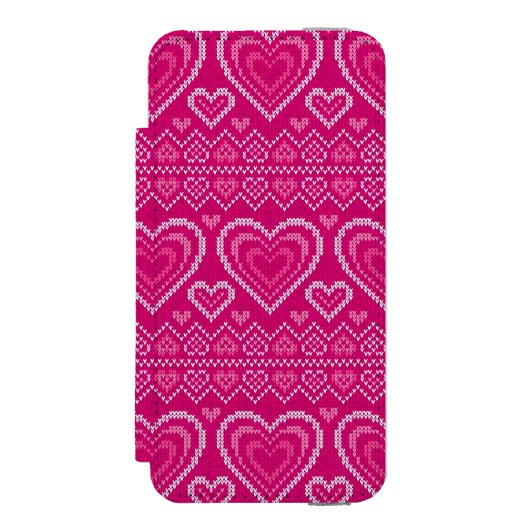 Valentinstag gestricktes Muster 2 Incipio iPhone Geldbeutel-Hülle (Folio Vorderseite)