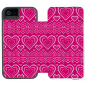 Valentinstag gestricktes Muster 2 Incipio iPhone Geldbeutel-Hülle (Folio Geöffnet)