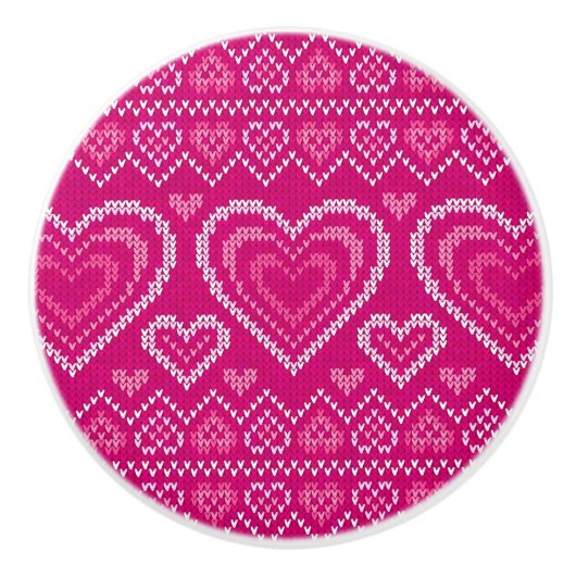 Valentinstag gestricktes Muster 2 Keramikknauf (Vorderseite)