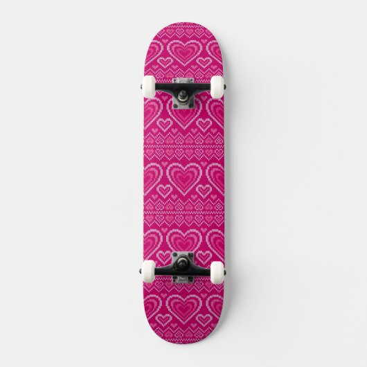 Valentinstag gestricktes Muster 2 Skateboard (Vorderseite)
