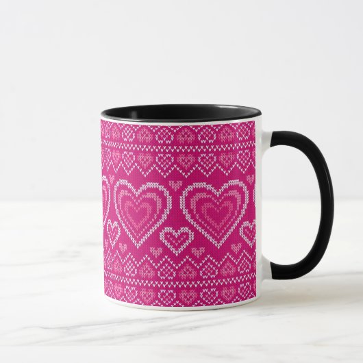 Valentinstag gestricktes Muster 2 Tasse (Rechts)