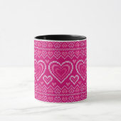 Valentinstag gestricktes Muster 2 Tasse (Zentrum)