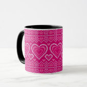 Valentinstag gestricktes Muster 2 Tasse (Vorderseite Links)