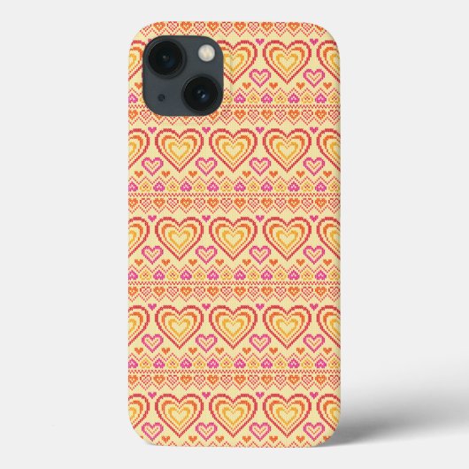 Valentinstag gestricktes Muster Case-Mate iPhone Hülle (Rückseite)
