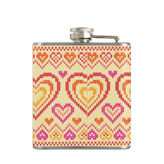 Valentinstag gestricktes Muster Flachmann (Rückseite)