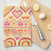 Valentinstag gestricktes Muster Küchentuch (Viertel Falte)