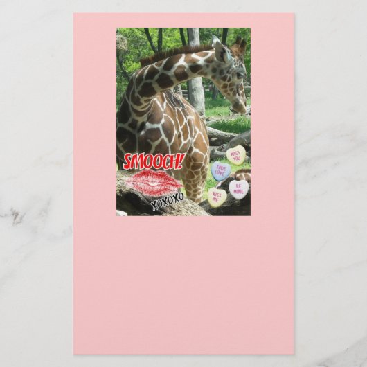 Valentinstag Giraffe Briefpapier (Vorderseite)