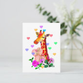 Valentinstag Giraffe Feiertagspostkarte (Stehend Vorderseite)