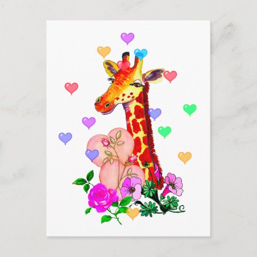 Valentinstag Giraffe Feiertagspostkarte (Vorderseite)