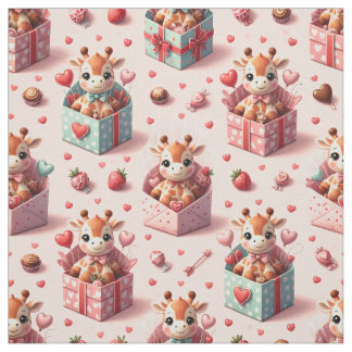 Valentinstag-Giraffen in Geschenkschachteln Muster Stoff