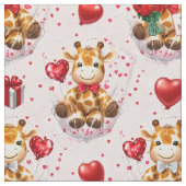 Valentinstag-Giraffen-Musterstoff Stoff (Nahaufnahme)