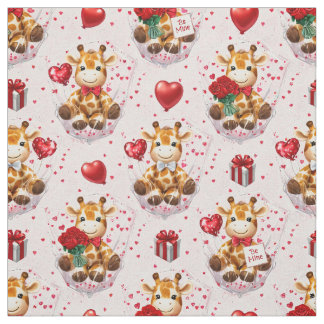 Valentinstag-Giraffen-Musterstoff Stoff
