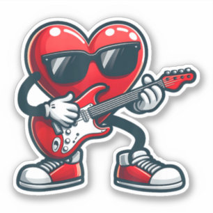 Valentinstag Gitarre spielen Herzkinderjunge Aufkleber