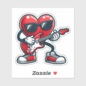 Valentinstag Gitarre spielen Herzkinderjunge Aufkleber (Blatt)