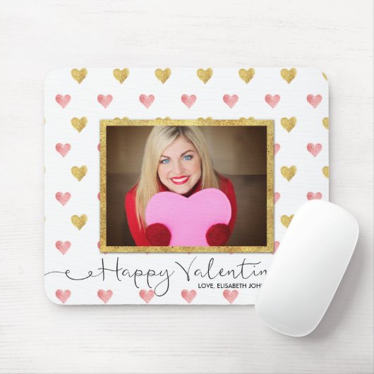 Valentinstag Glitzer Heart Script Foto Mousepad (Mit Mouse)