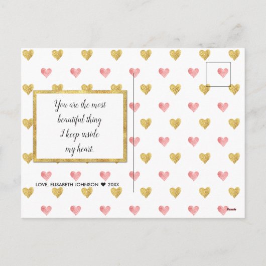 Valentinstag Glitzer Herzinfarkt Foto Postkarte (Rückseite)