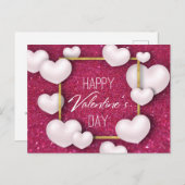 Valentinstag Glitzer Weißes Herz - Postkarte (Vorne/Hinten)