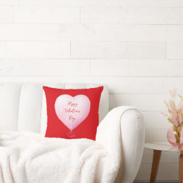 Valentinstag glückliches Herz Brauch hell rot Kissen